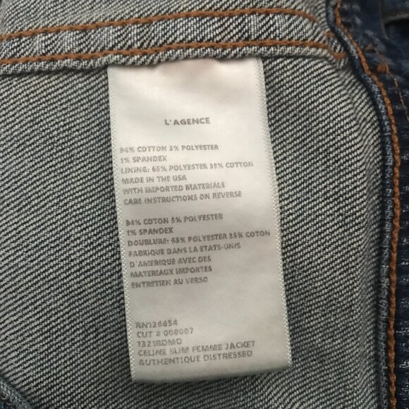 L'AGENCE Celine Distressed Denim Jacket Size M - Picture 9 of 13